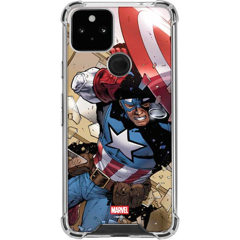 Marvel Captain America Epic Shield Break Google Pixel 5 Clear Case